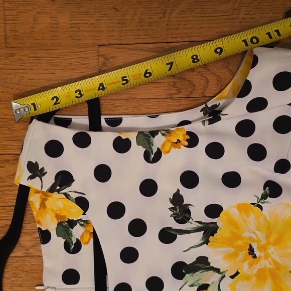 ALYX DRESS WOMEN'S PLUS BLACK & WHITE FLORAL POLKA-DOT SLEEVELESS DRESS SIZE 16 - Picture 10 of 16